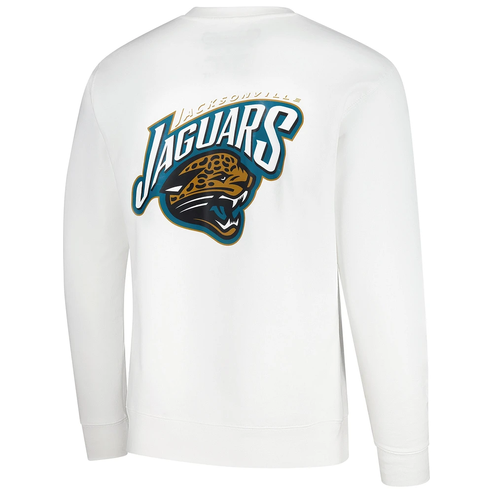 Men's Mitchell & Ness White Jacksonville Jaguars Duval Classic Logos Pullover Sweatshirt