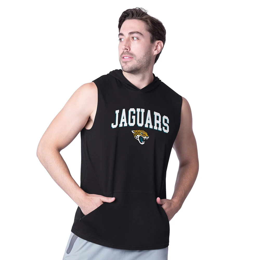 Sweat à capuche sans manches MSX by Michael Strahan pour homme, motif Jacksonville Jaguars noir