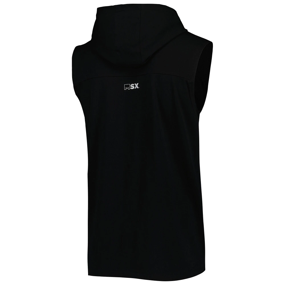 Men's MSX by Michael Strahan Black Jacksonville Jaguars Relay Sleeveless Pullover Hoodie