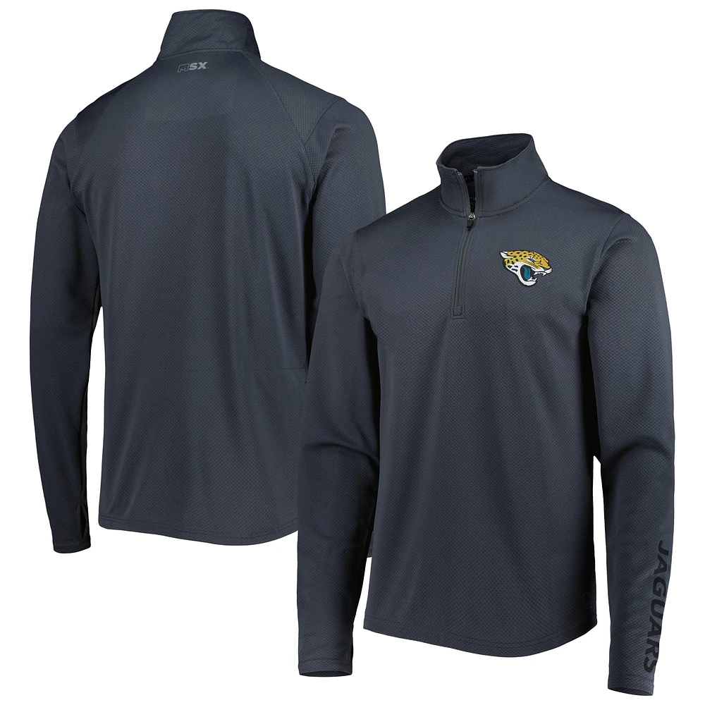 Chandail à capuchon demi-zip Jacksonville Jaguars MSX by Michael Strahan gris anthracite pour homme