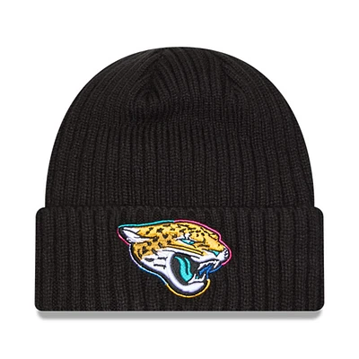 Bonnet en tricot à revers noir Jacksonville Jaguars NFL Crucial Catch 2024 pour homme New Era