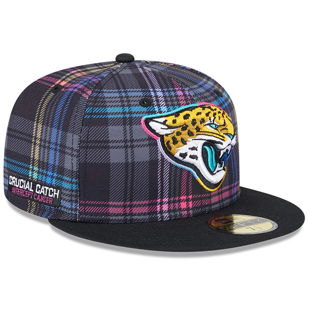 Casquette ajustée 59FIFTY à carreaux Crucial Catch 2024 NFL Jacksonville Jaguars New Era noire pour homme