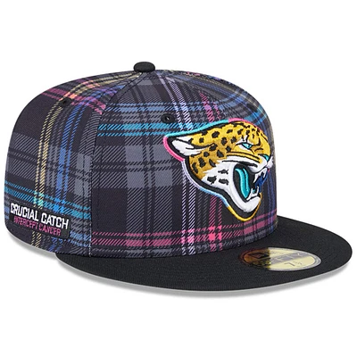 Men's New Era Black Jacksonville Jaguars 2024 NFL Crucial Catch Plaid 59FIFTY Fitted Hat