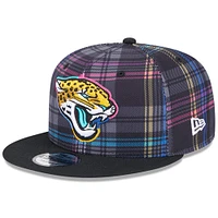 Men's New Era Black Jacksonville Jaguars 2024 NFL Crucial Catch Plaid 9FIFTY Snapback Hat