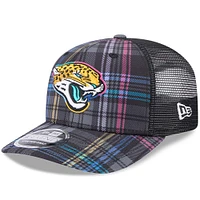 Men's New Era Black Jacksonville Jaguars 2024 NFL Crucial Catch Plaid 9SEVENTY Trucker Snapback Hat