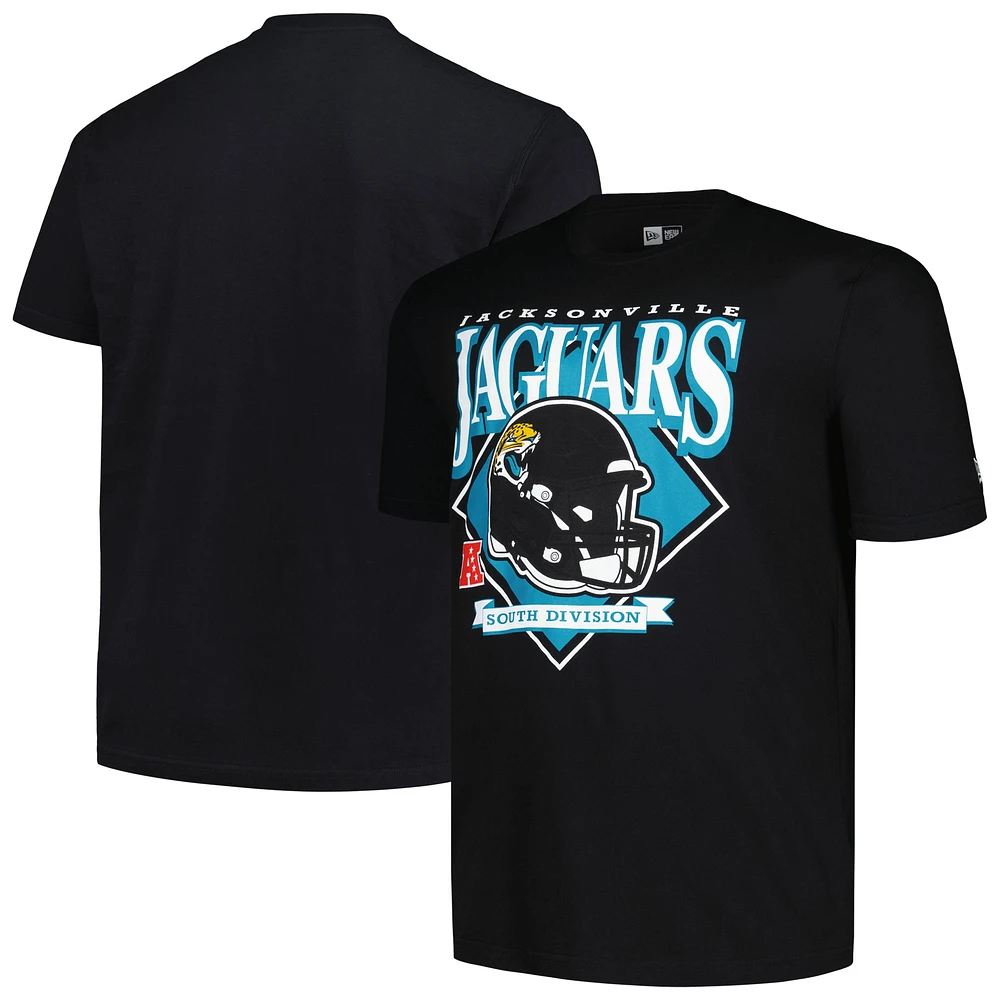 T-shirt noir avec casque Big & Tall New Era pour hommes des Jacksonville Jaguars