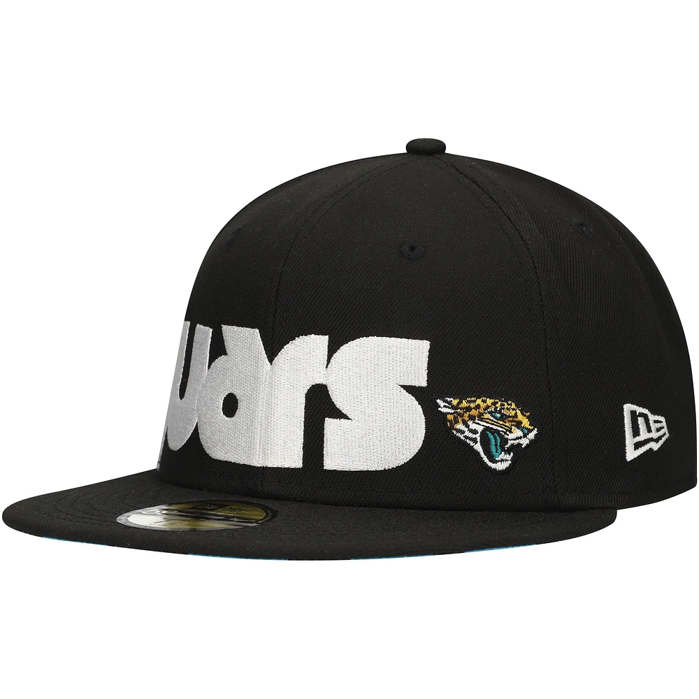 Casquette ajustée 59FIFTY sous-visière à carreaux noire Jacksonville Jaguars New Era pour hommes