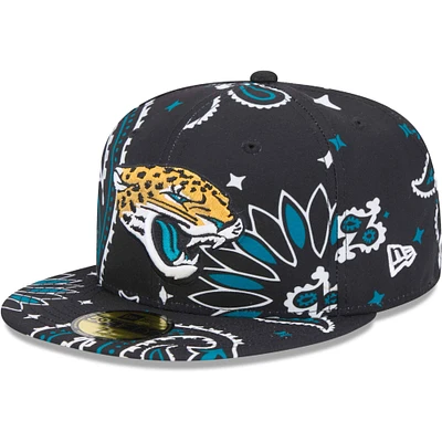 Casquette ajustée 59FIFTY noire à motif cachemire des Jacksonville Jaguars New Era pour hommes