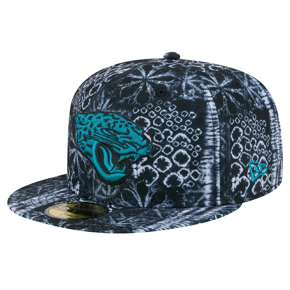 Casquette ajustée Shibori 59FIFTY des Jacksonville Jaguars New Era noire pour hommes