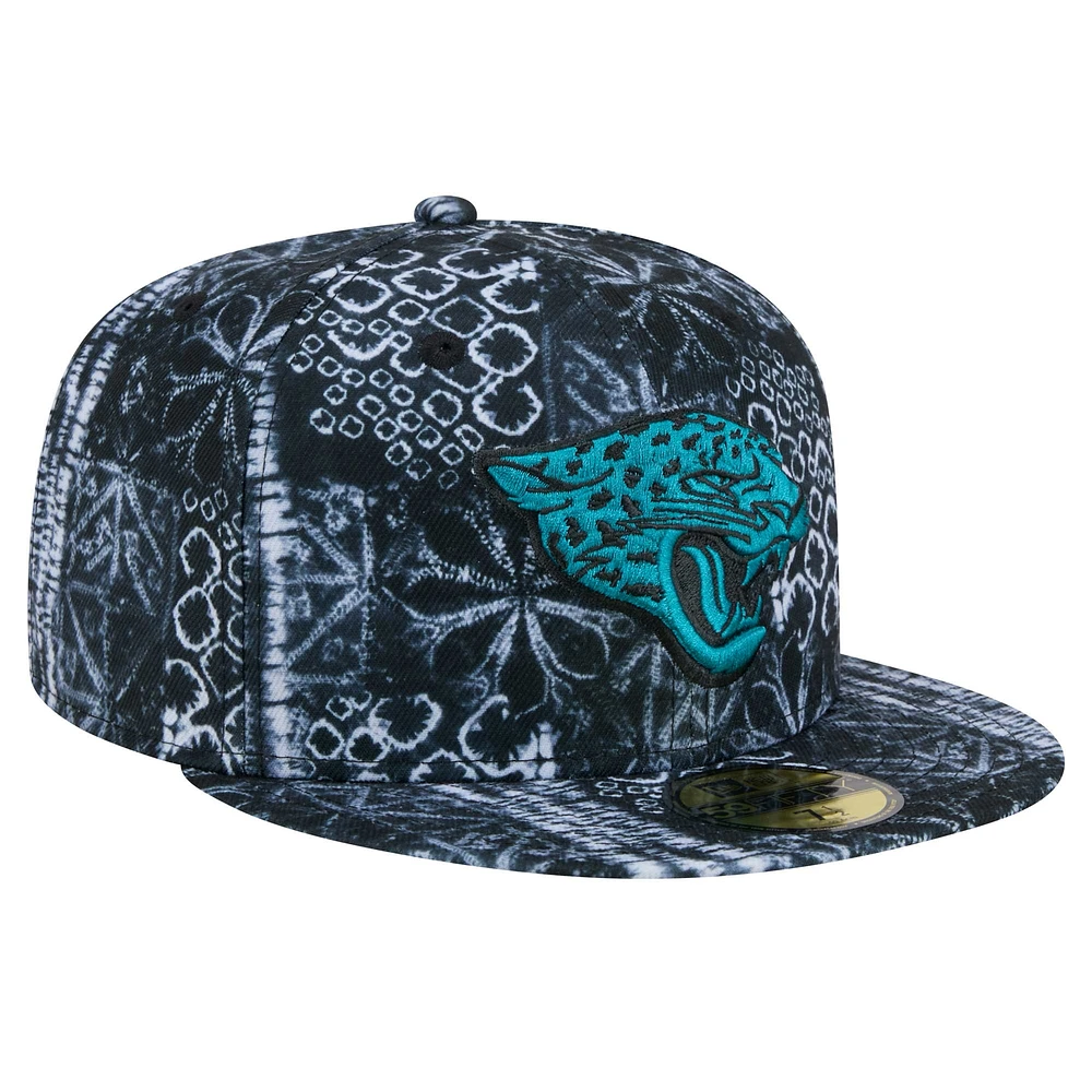 Casquette ajustée Shibori 59FIFTY des Jacksonville Jaguars New Era noire pour hommes