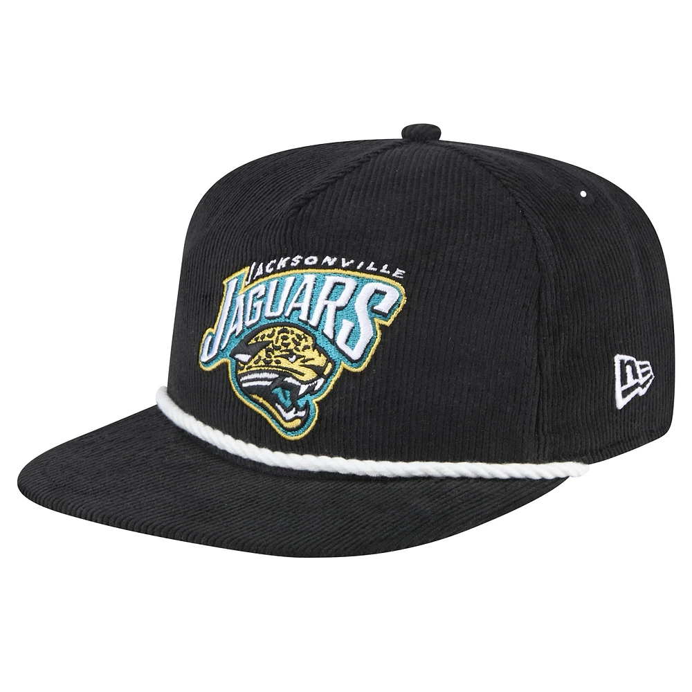 Casquette snapback de golfeur en velours côtelé noir Jacksonville Jaguars New Era pour hommes