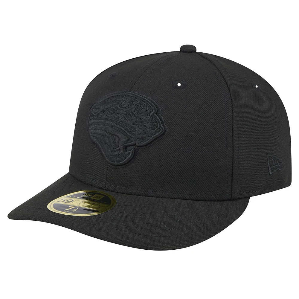 Casquette ajustée 59FIFTY à profil bas noir sur New Era pour hommes des Jacksonville Jaguars Throwback Head