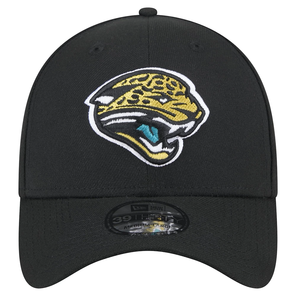 Casquette flex standard 39THIRTY avec logo rétro des Jacksonville Jaguars New Era noire pour hommes