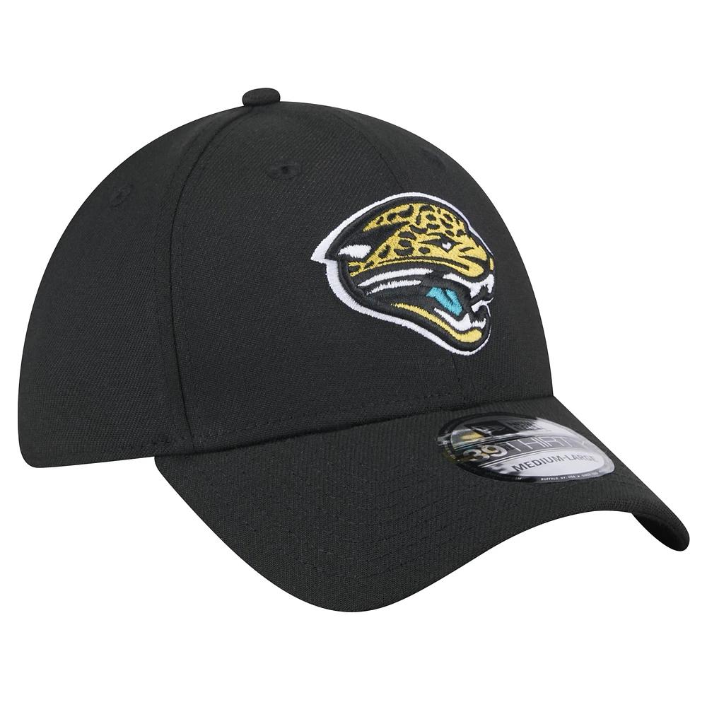 Casquette flex standard 39THIRTY avec logo rétro des Jacksonville Jaguars New Era noire pour hommes