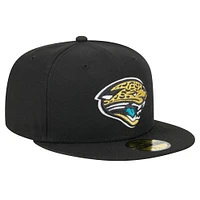 Casquette ajustée noire Jacksonville Jaguars Throwback Main 59FIFTY de New Era pour homme