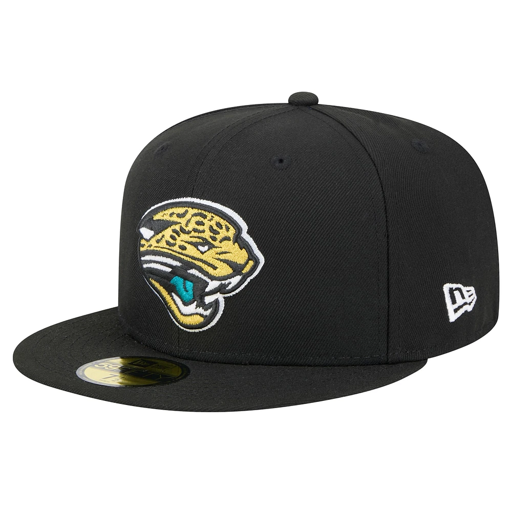 Casquette ajustée noire Jacksonville Jaguars Throwback Main 59FIFTY de New Era pour homme