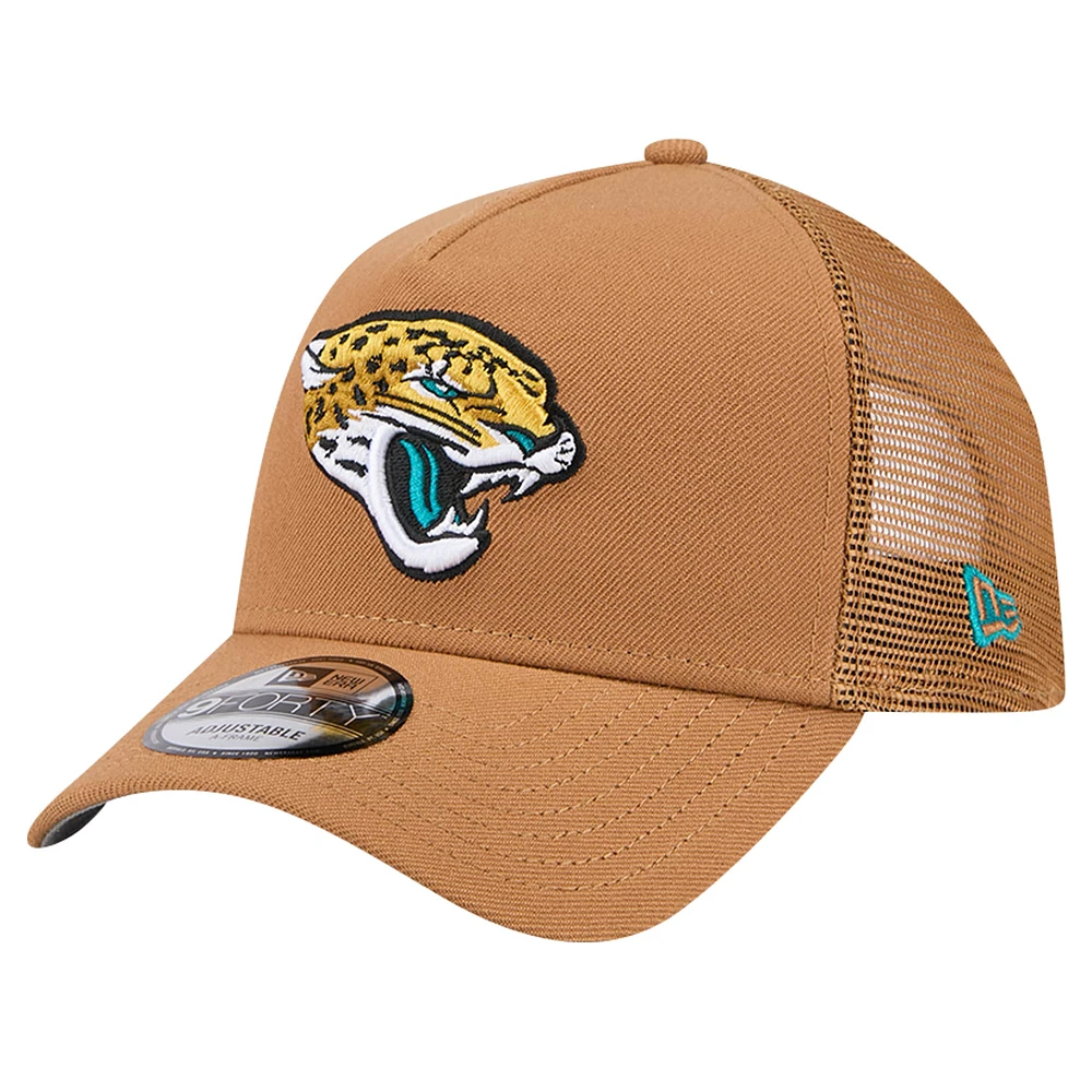 Casquette ajustable 9FORTY A-Frame Trucker 9FORTY marron des Jacksonville Jaguars New Era pour hommes