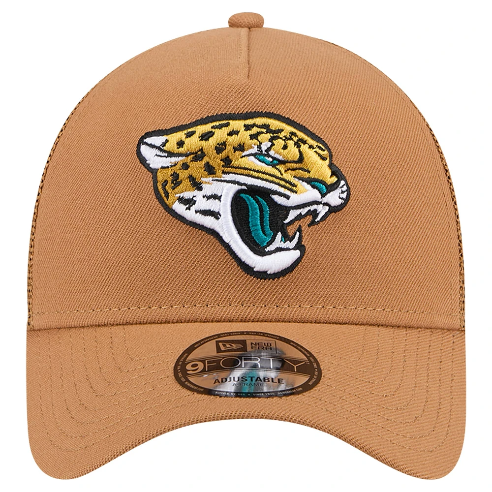 Casquette ajustable 9FORTY A-Frame Trucker 9FORTY marron des Jacksonville Jaguars New Era pour hommes