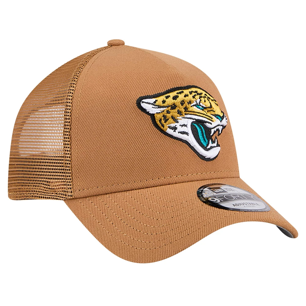 Casquette ajustable 9FORTY A-Frame Trucker 9FORTY marron des Jacksonville Jaguars New Era pour hommes