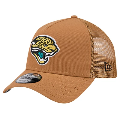 Men's New Era Brown Jacksonville Jaguars Throwback Color Pack A-Frame Trucker 9FORTY Adjustable Hat