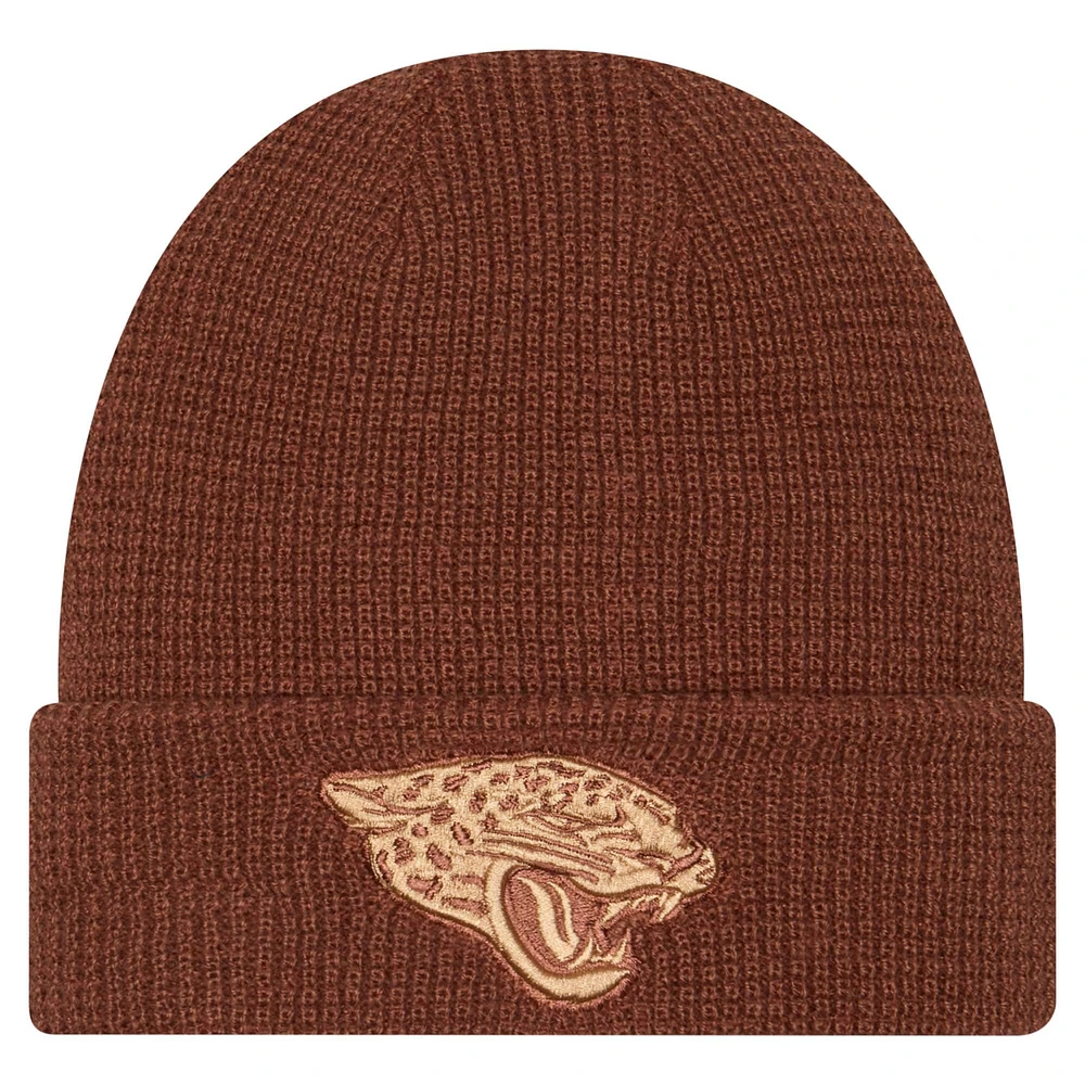 Bonnet en tricot gaufré à revers Jacksonville Jaguars Tiramasu marron New Era pour homme