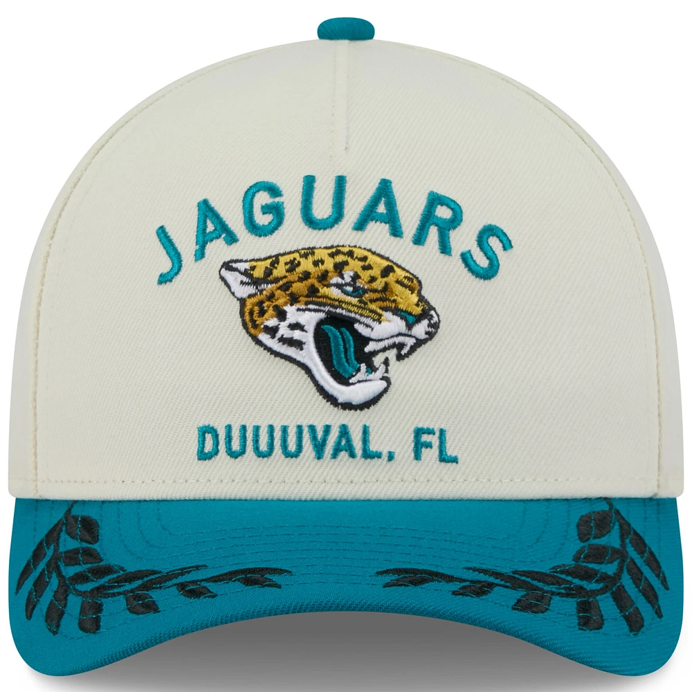 Casquette ajustable New Era 9FORTY A-Frame M-Crown pour homme, crème/bleu sarcelle, Jacksonville Jaguars, draft NFL 2025