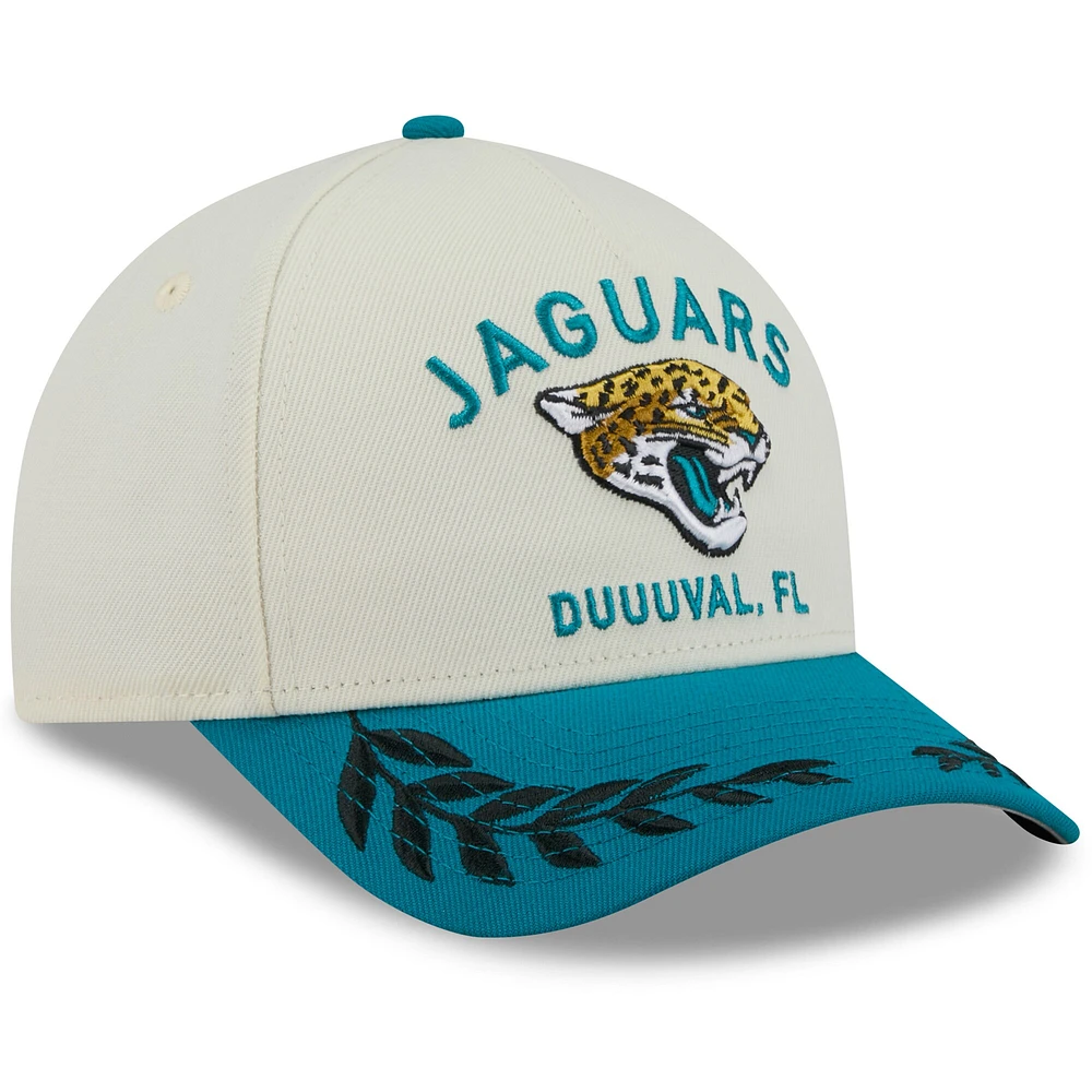 Casquette ajustable New Era 9FORTY A-Frame M-Crown pour homme, crème/bleu sarcelle, Jacksonville Jaguars, draft NFL 2025
