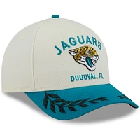 Casquette ajustable New Era 9FORTY A-Frame M-Crown pour homme, crème/bleu sarcelle, Jacksonville Jaguars, draft NFL 2025