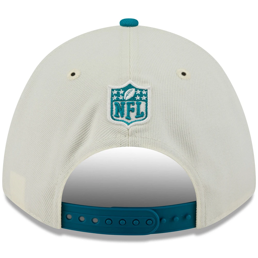 Casquette ajustable New Era 9FORTY A-Frame M-Crown pour homme, crème/bleu sarcelle, Jacksonville Jaguars, draft NFL 2025