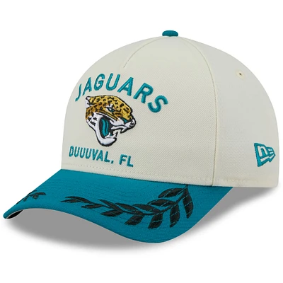 Casquette ajustable New Era 9FORTY A-Frame M-Crown pour homme, crème/bleu sarcelle, Jacksonville Jaguars, draft NFL 2025