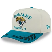 Casquette snapback A-Frame 9FIFTY pour homme, couleur crème/bleu sarcelle, des Jaguars de Jacksonville, repêchage NFL 2025, New Era