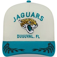 Casquette snapback A-Frame 9FIFTY pour homme, couleur crème/bleu sarcelle, des Jaguars de Jacksonville, repêchage NFL 2025, New Era