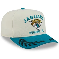 Casquette snapback A-Frame 9FIFTY pour homme, couleur crème/bleu sarcelle, des Jaguars de Jacksonville, repêchage NFL 2025, New Era
