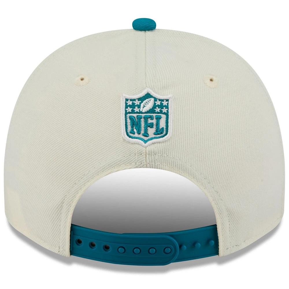 Casquette snapback A-Frame 9FIFTY pour homme, couleur crème/bleu sarcelle, des Jaguars de Jacksonville, repêchage NFL 2025, New Era