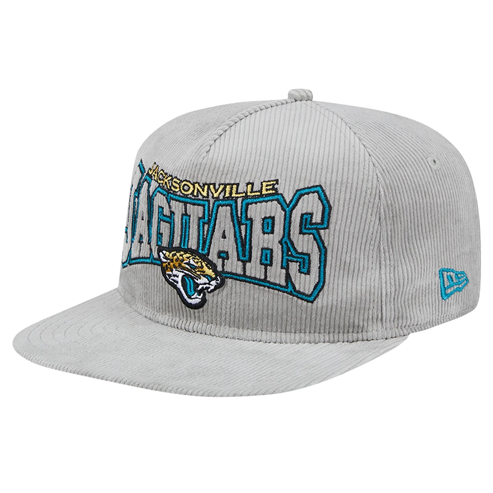 Casquette de golf ajustable en velours côtelé gris Jacksonville Jaguars New Era pour homme