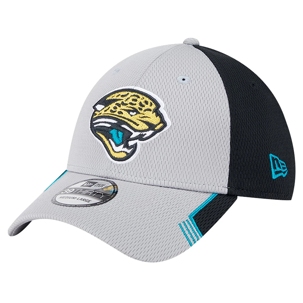 Men's New Era Gray Jacksonville Jaguars Throwback Active Visor Trim 39THIRTY Flex Hat