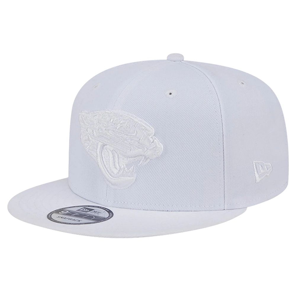 Men's New Era Jacksonville Jaguars Main White on White 9FIFTY Snapback Hat