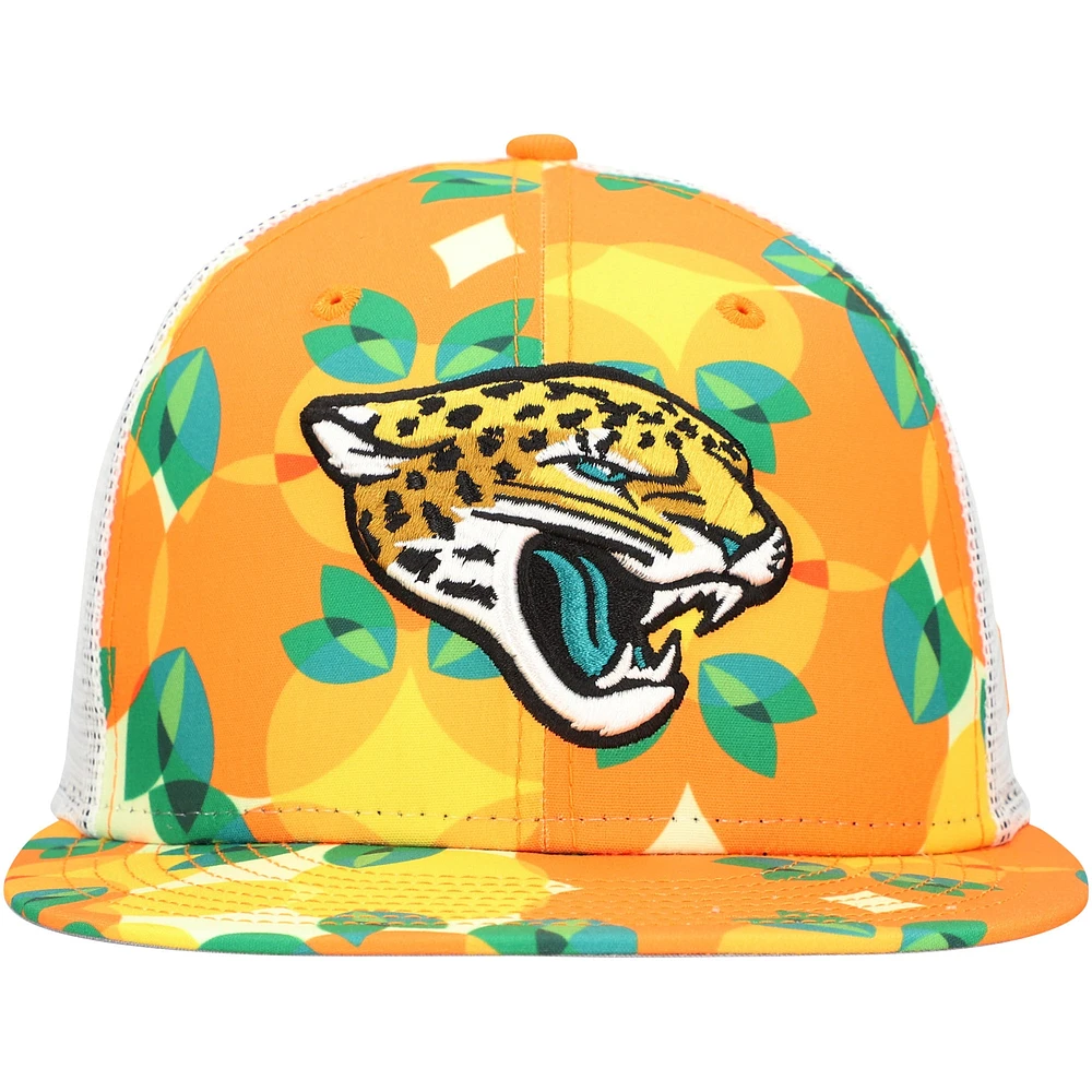 Men's New Era Orange Jacksonville Jaguars Citrus 9FIFTY Trucker Snapback Hat