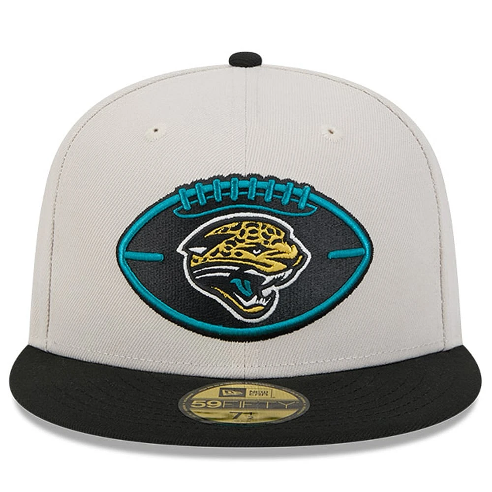 Casquette ajustée 59FIFTY historique Jacksonville Jaguars 2024 Sideline New Era pierre/bleu sarcelle pour hommes