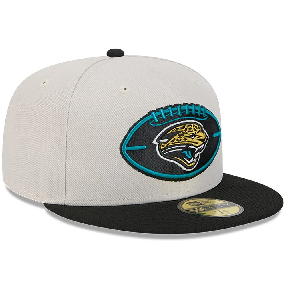 Casquette ajustée 59FIFTY historique Jacksonville Jaguars 2024 Sideline New Era pierre/bleu sarcelle pour hommes