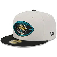 Casquette ajustée 59FIFTY historique Jacksonville Jaguars 2024 Sideline New Era pierre/bleu sarcelle pour hommes