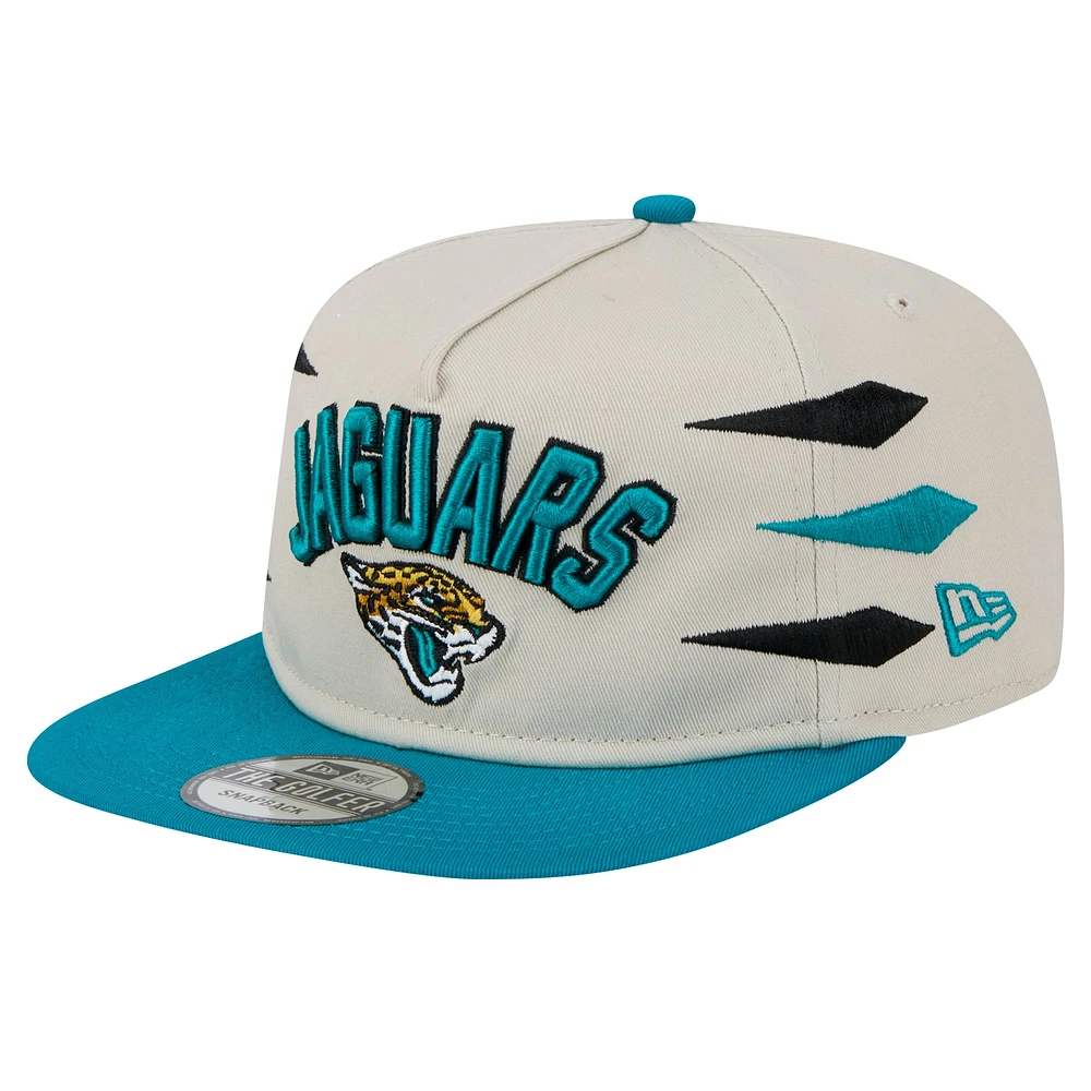 Casquette de golf athlétique à visière snapback Jacksonville Jaguars de New Era pour homme, couleur pierre/bleu sarcelle