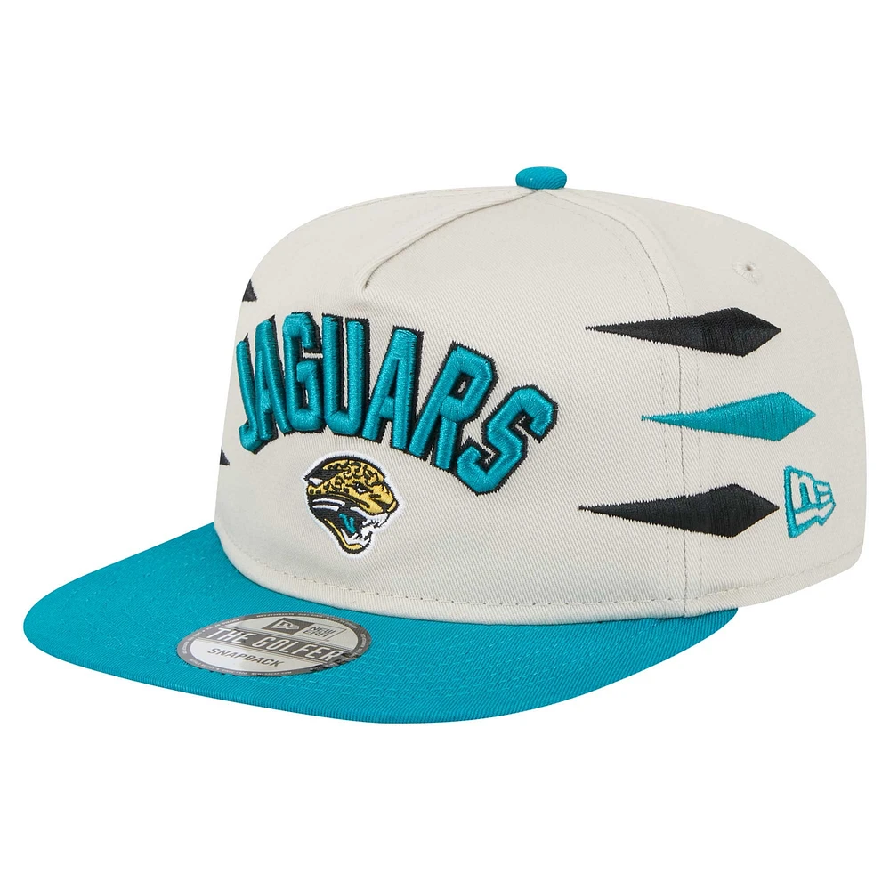 Casquette de golf athlétique à visière snapback Jacksonville Jaguars de New Era pour homme, couleur pierre/bleu sarcelle