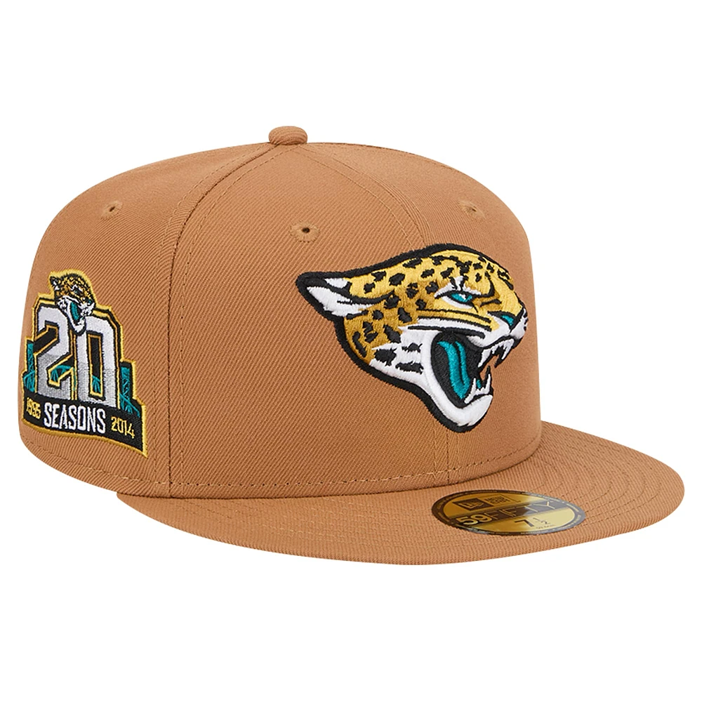 Men's New Era Tan Jacksonville Jaguars Color Pack 59FIFTY Fitted Hat with Side Patch