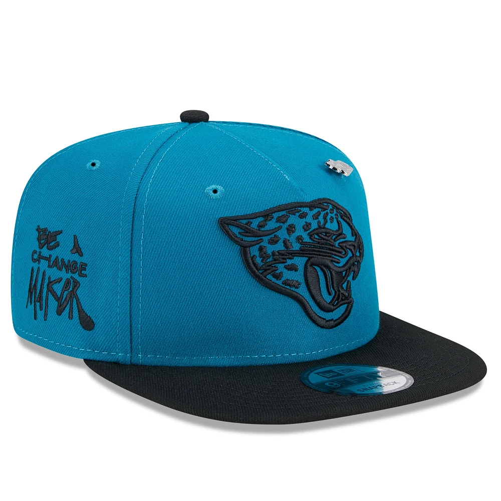 Casquette à visière Snapback Jacksonville Jaguars 2024 Inspire Change A-Frame 9FIFTY pour homme New Era bleu sarcelle/noir