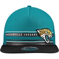 Men's New Era Teal/Black Jacksonville Jaguars Half Stripe Trucker A-Frame 9FIFTY Snapback Hat