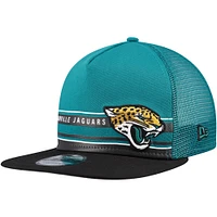 Men's New Era Teal/Black Jacksonville Jaguars Half Stripe Trucker A-Frame 9FIFTY Snapback Hat