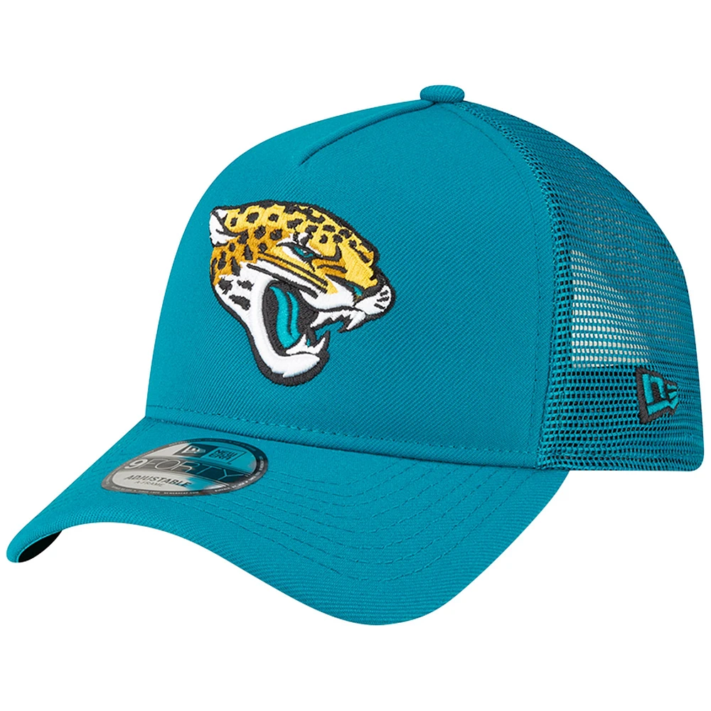 Casquette réglable A-Frame Trucker 9FORTY New Era pour homme, bleu sarcelle Jacksonville Jaguars