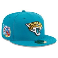 Casquette ajustée 59FIFTY pour hommes des Jacksonville Jaguars Main Patch New Era bleu sarcelle