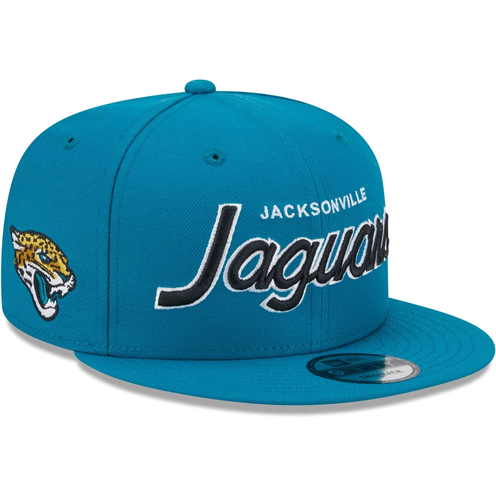 Casquette Snapback 9FIFTY sarcelle Jacksonville Jaguars Main Script New Era pour homme